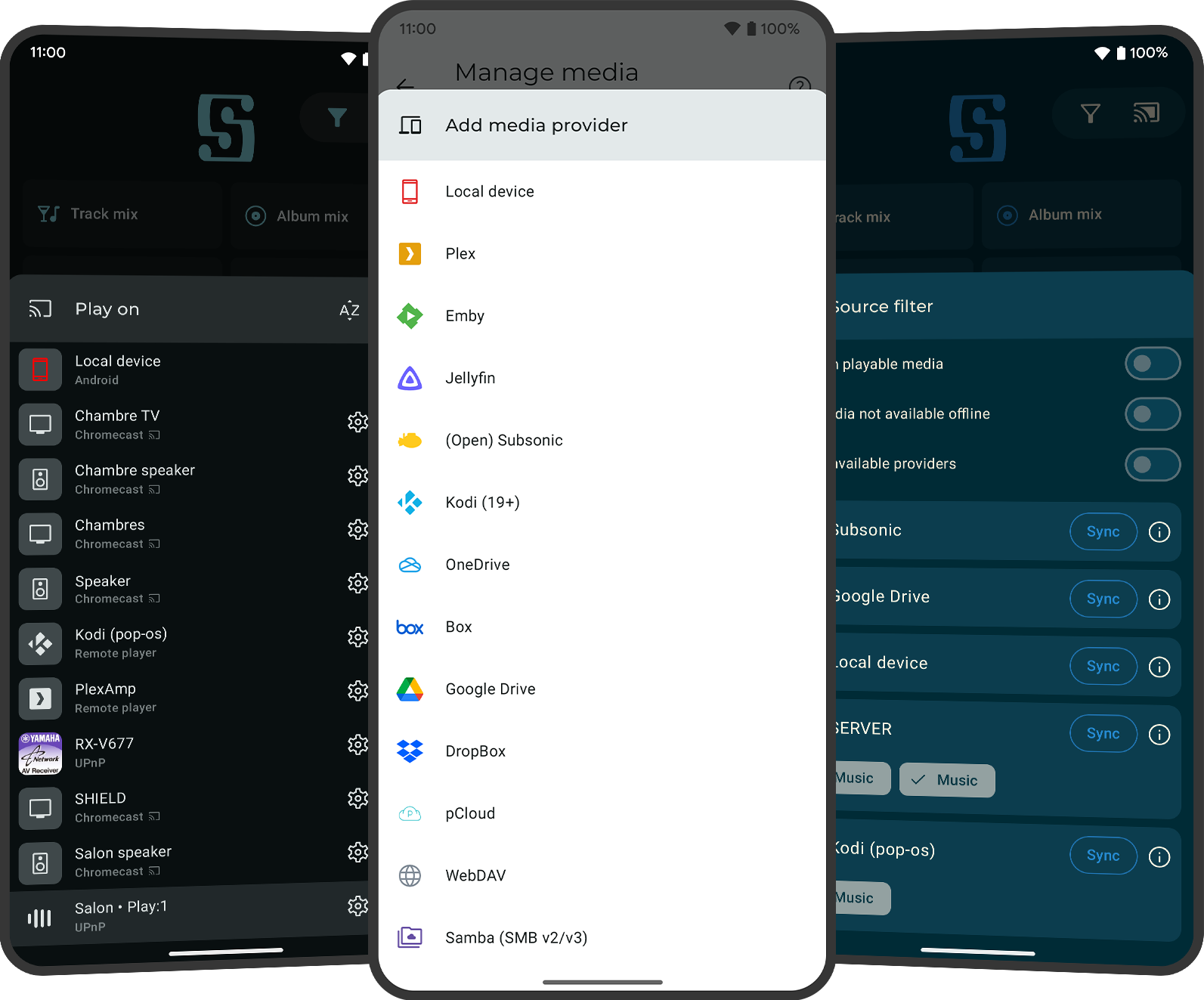 Symfonium media providers and cast features